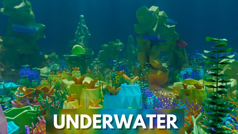 Low Poly Nature Underwater 3D Модель .c4d .max .obj .3ds .fbx .stl .blend