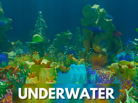 Naturaleza de baja poli bajo el agua Modelo 3D