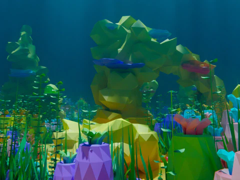 Low Poly Nature Underwater 3D Model