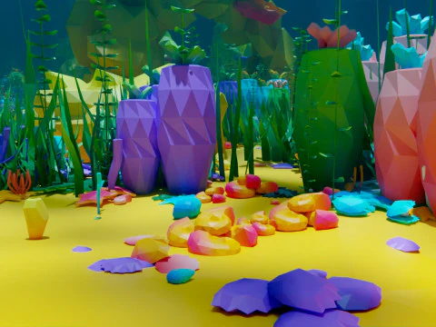 Low Poly Nature Underwater 3D Model