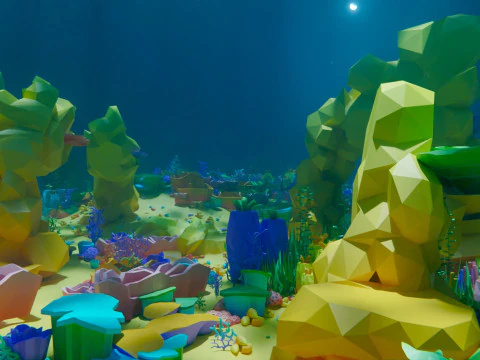 Low Poly Nature Underwater 3D Model