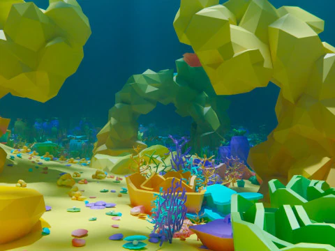 Low Poly Nature Underwater 3D Model