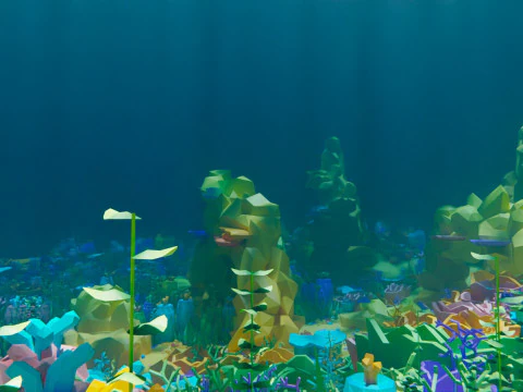 Low Poly Nature Underwater 3D Model
