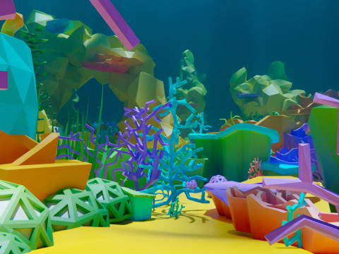 Low Poly Nature Underwater 3D Модель