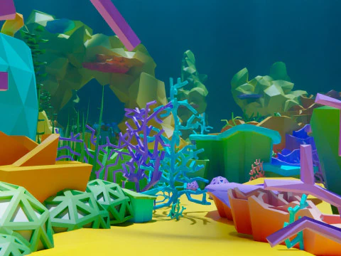 Low Poly Nature Underwater 3D Model
