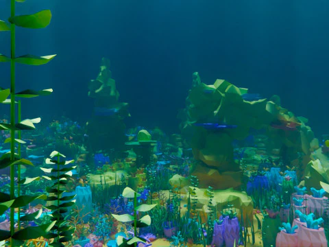 Low Poly Nature Underwater 3D Model