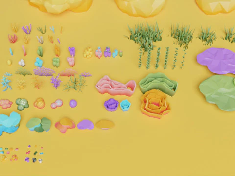 Low Poly Nature Underwater 3D Model