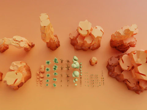 Low Poly Nature Desert 3D Model