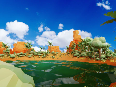 Low Poly Nature Desert 3D Model
