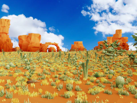 Low Poly Nature Desert 3D Model