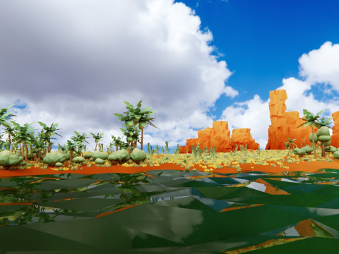 Low Poly Nature Desert Modèle 3D