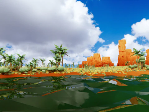 Low Poly Nature Desert 3D Model
