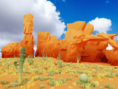 Low Poly Nature Desert Modèle 3D