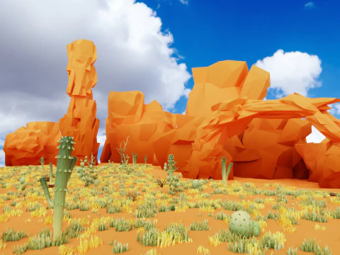 Low Poly Nature Desert 3D Model