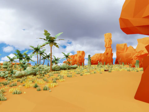 Low Poly Nature Desert 3D Model