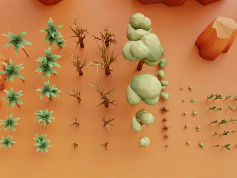 Low Poly Nature Desert 3D Model