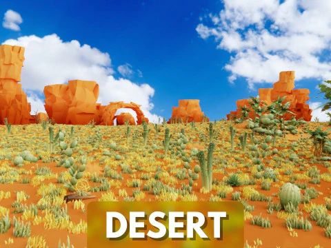 낮은 폴리 자연 사막 3D 모델