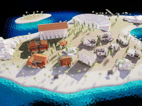 Greek Ancient Island City 3D Model