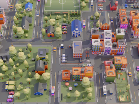 Low Poly Town Asset Pack 3D Model