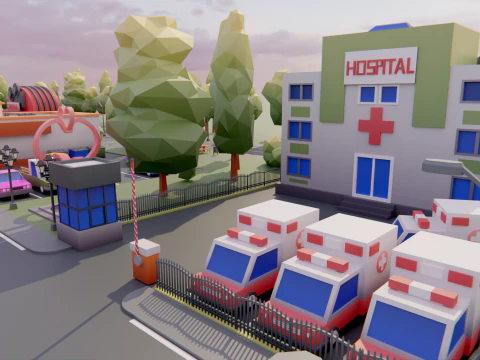 Low Poly Town Asset Pack 3D Model
