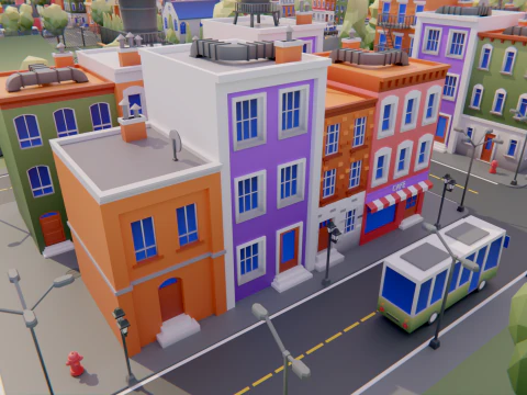 Low Poly Town Asset Pack 3D Model