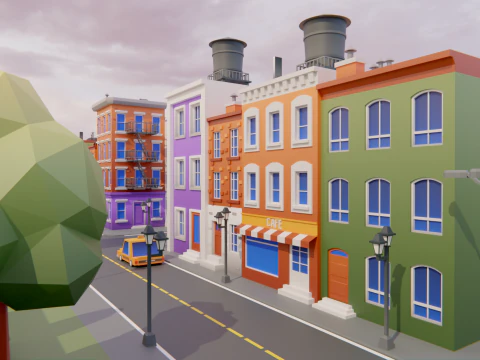 Low Poly Town Asset Pack 3D Model