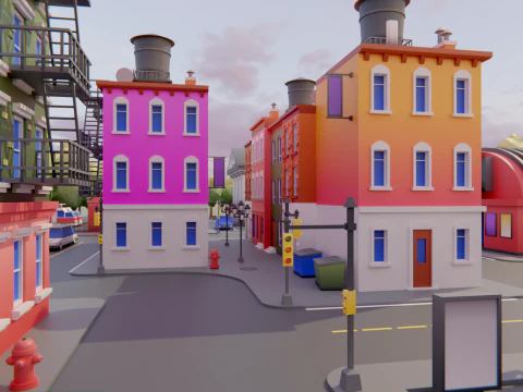 Low Poly Town Asset Pack 3D Model