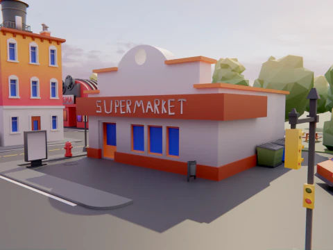Low Poly Town Asset Pack 3D Model