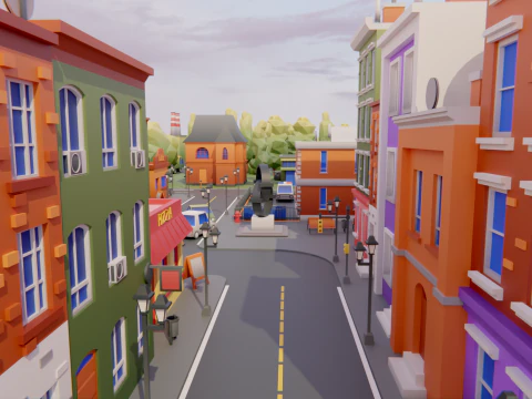 Low Poly Town Asset Pack 3D Model