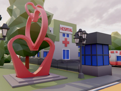 Low Poly Town Asset Pack 3D Model