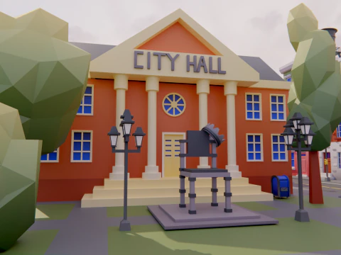 Low Poly Town Asset Pack 3D Model