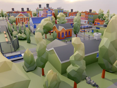 Low Poly Town Asset Pack 3D Model