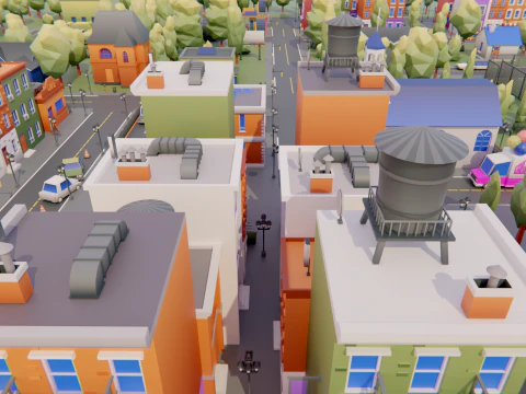 Low Poly Town Asset Pack 3D Model