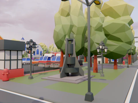 Low Poly Town Asset Pack 3D Model