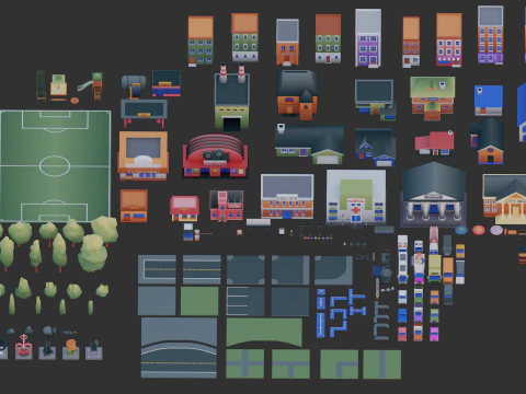Low Poly Town Asset Pack 3D Model