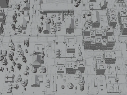 Low Poly Town Asset Pack 3D Model