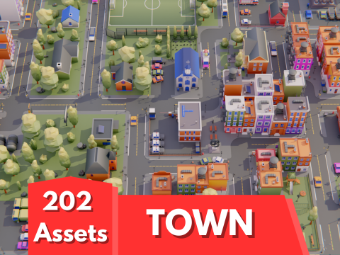 Low Poly Town Asset Pack 3D मॉडल
