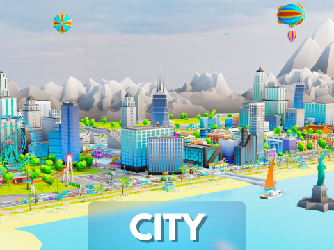Low Poly City Modèle 3D