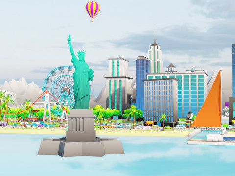 Low Poly Stylized City Pack Modelo 3D