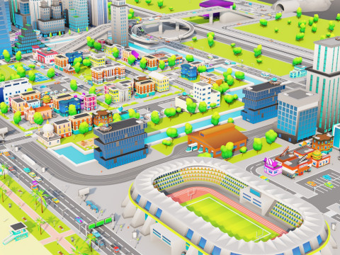 Low Poly Stylized City Pack Modelo 3D