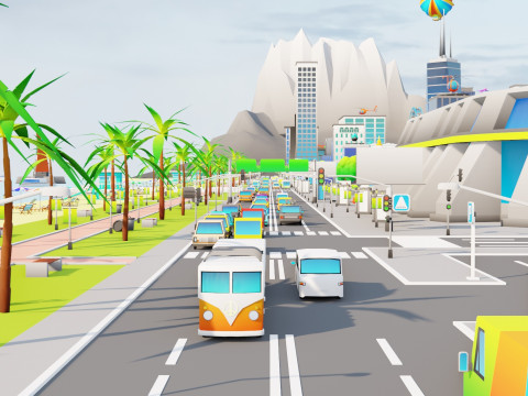 Low Poly Stylized City Pack Modelo 3D
