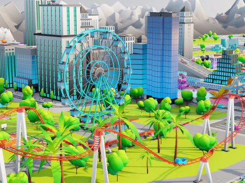 Low Poly Stylized City Pack 3D Model