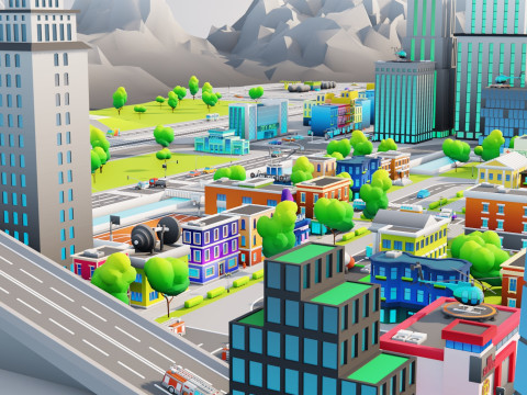 Low Poly Stylized City Pack Modelo 3D