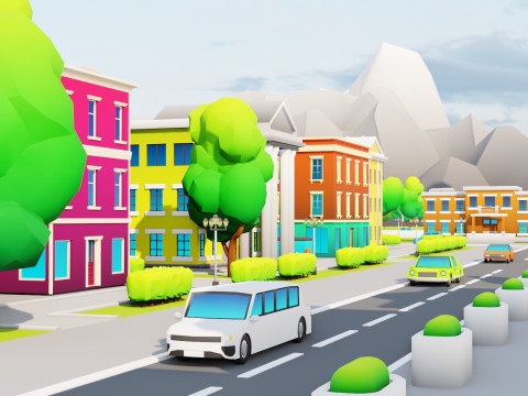 Low Poly Stylized City Pack Modelo 3D