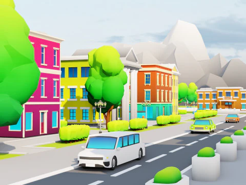 Low Poly Stylized City Pack 3D Model