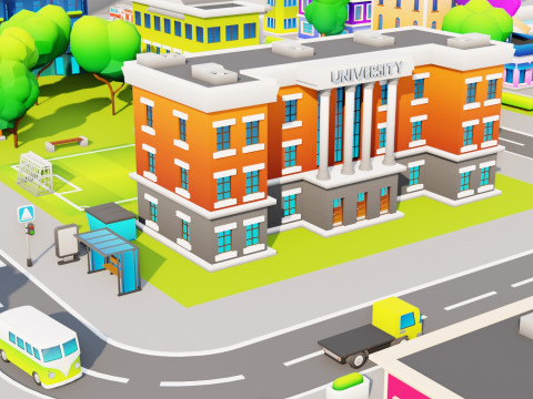 Low Poly Stylized City Pack Modelo 3D