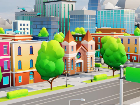 Low Poly Stylized City Pack 3D Model