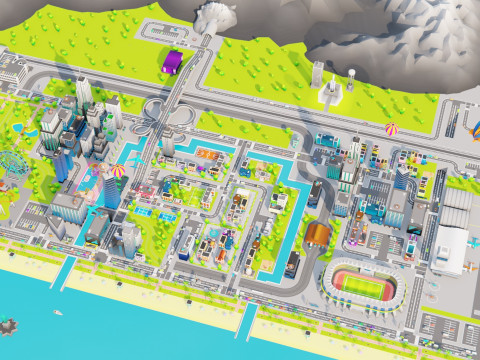 Low Poly Stylized City Pack Modelo 3D