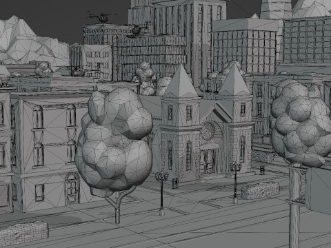 Low Poly Stylized City Pack Modelo 3D