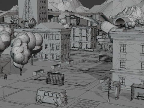 Low Poly Stylized City Pack Modelo 3D